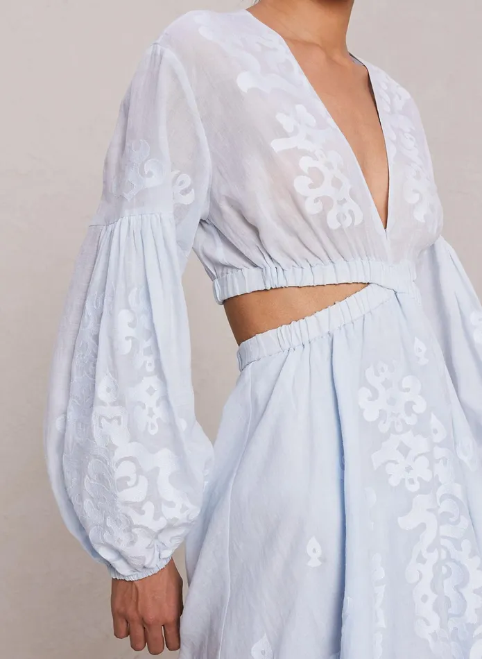 ALC Dresses Irene Embroidered Mini Dress Ice Waterice Water 8211 Women
