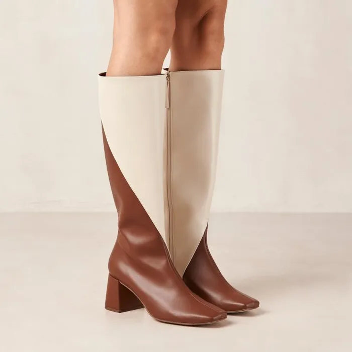 ALOHAS Boots Women Chalk 8211 White And Brown Vegan Leather Boots
