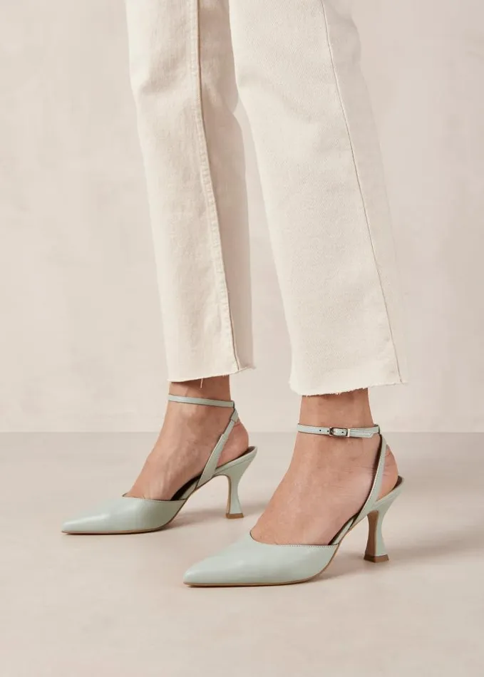 ALOHAS Heels Women Cinderella 8211 Green Leather Pumps