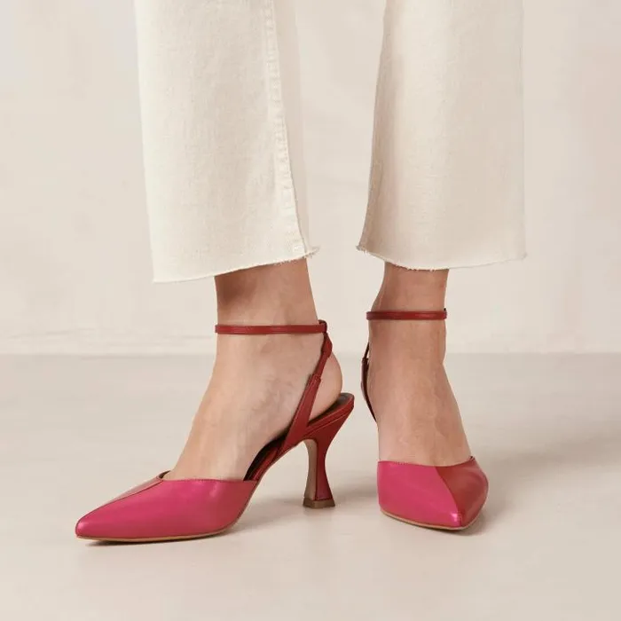 ALOHAS Pumps Women Cinderella 8211 Red And Pink Leather Pumps