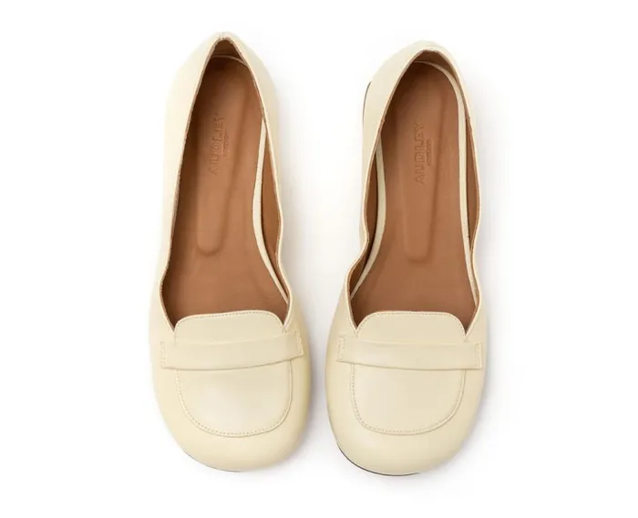 Audley Shoes Low Heel Leather Shoe Hila Yellow Women Medium Heel