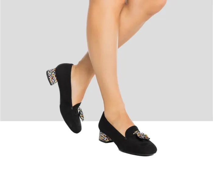 Audley Shoes Low Heel Leather Shoe Idina Black Women Medium Heel