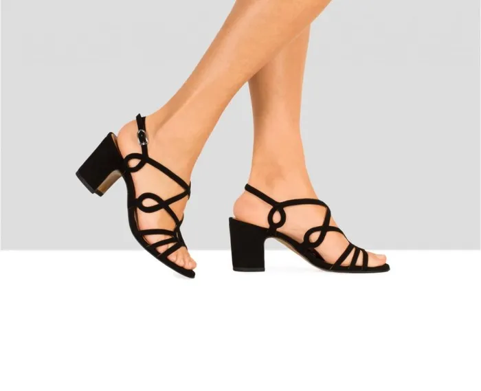 Audley Shoes Medium Heel Leather Sandal Bonita Black Women High Heel