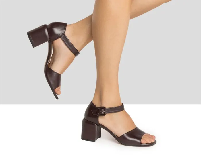 Audley Shoes Medium Heel Leather Sandal Haya Brown Women Medium Heel