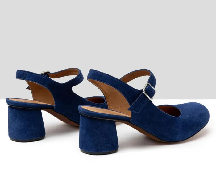 Audley Shoes Medium Heel Leather Shoe Heidi Blue Women Medium Heel
