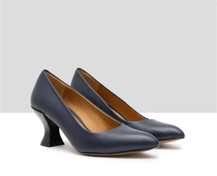 Audley Shoes Mid Heel Leather Shoe Gatty Blue Women Medium Heel