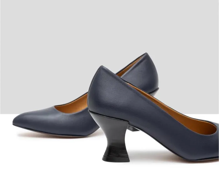 Audley Shoes Mid Heel Leather Shoe Gatty Blue Women Medium Heel