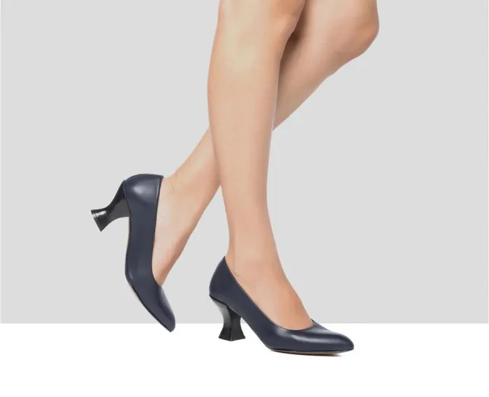 Audley Shoes Mid Heel Leather Shoe Gatty Blue Women Medium Heel