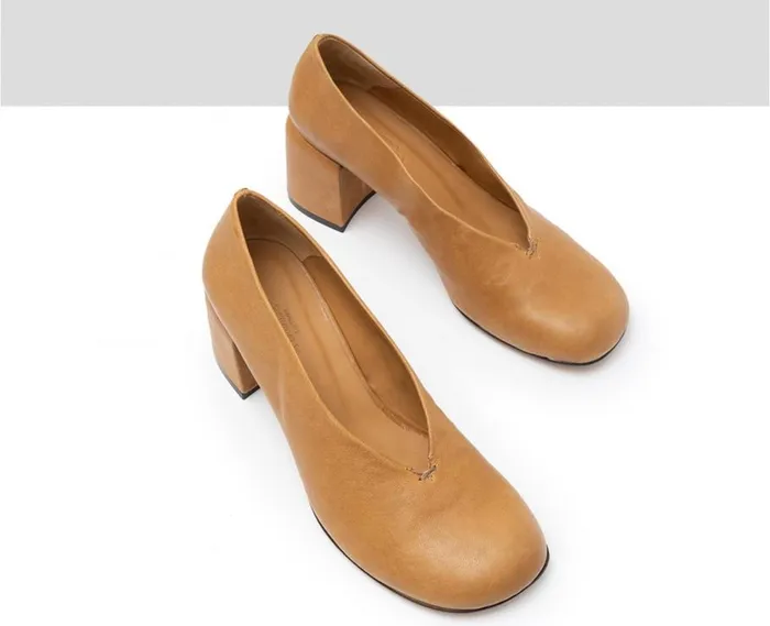 Audley Shoes Mid Heel Leather Shoe Guida Brown Women Medium Heel