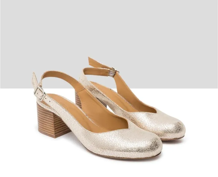 Audley Shoes Mid Heel Leather Shoe Jadia Metallic Women Medium Heel