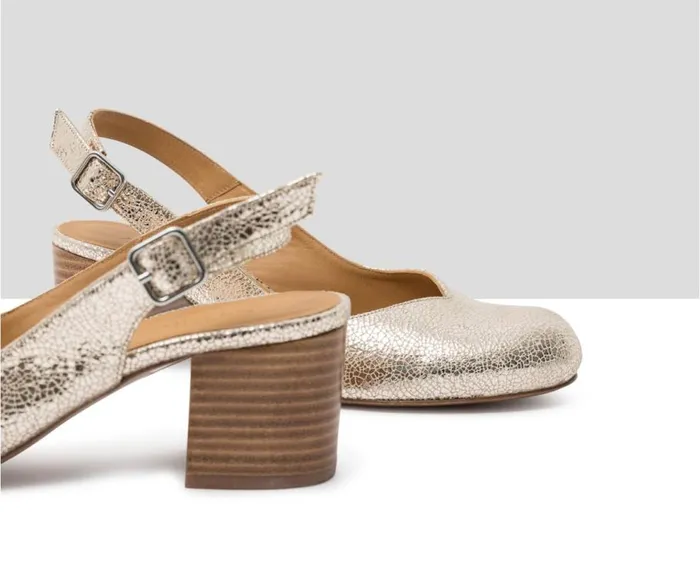Audley Shoes Mid Heel Leather Shoe Jadia Metallic Women Medium Heel