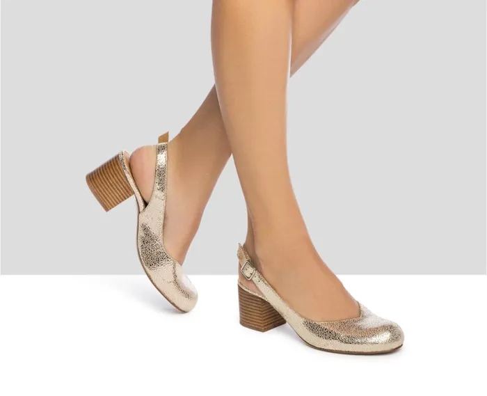 Audley Shoes Mid Heel Leather Shoe Jadia Metallic Women Medium Heel