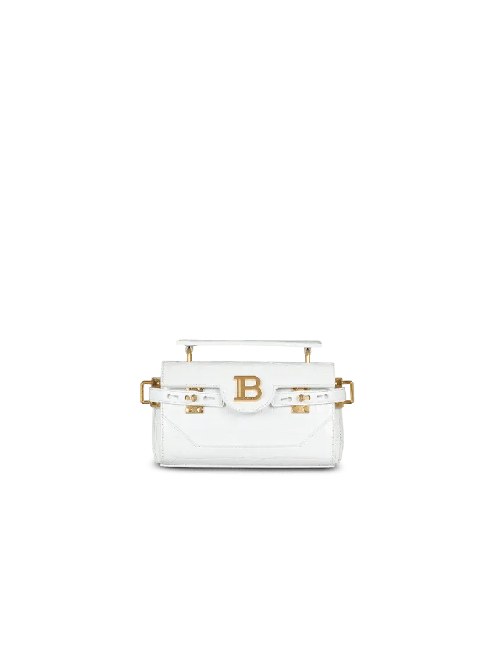 Balmain BBuzz 19 Bag In Crocodile Effectembossed Leather White Women Handbags Balmain BBuzz 19 Bag In Crocodile Effectembossed Leather White Women Handbags
