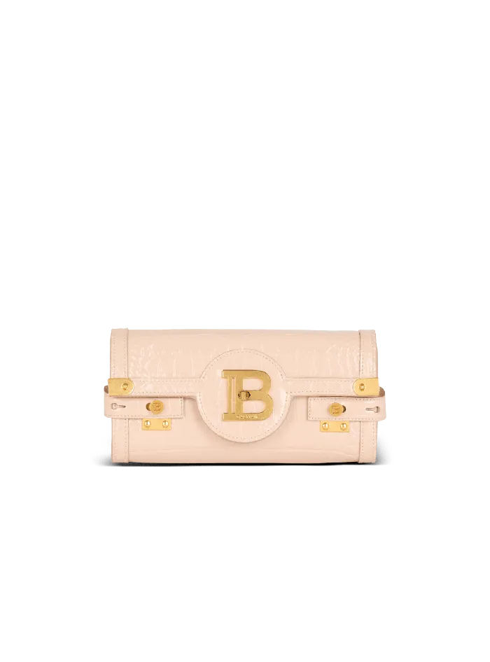 Balmain BBuzz Pouch 23 In Crocodileembossed Calfskin Beige Women Crossbody Bags