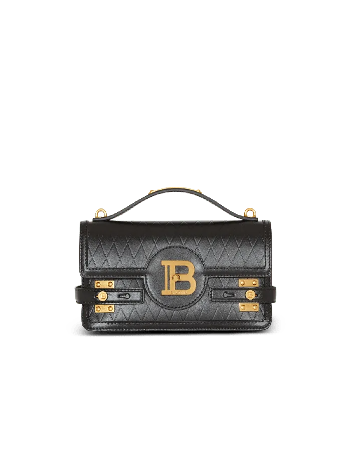 Balmain BBuzz Shoulder 24 Bag In Diamondembossed Calfskin Black Women Handbags