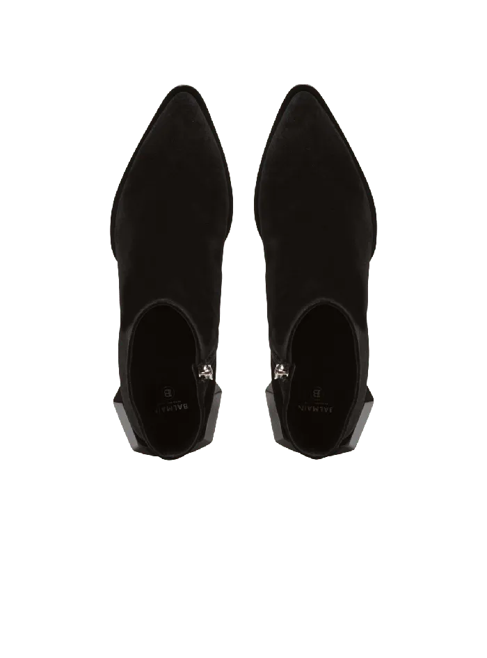 Balmain Billy Suede Ankle Boots With Diamond Heel Black Men Boots And Rangers