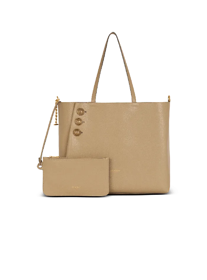 Balmain Emblegraveme Grained Calfskin Tote Bag Brown Women Tote Bags