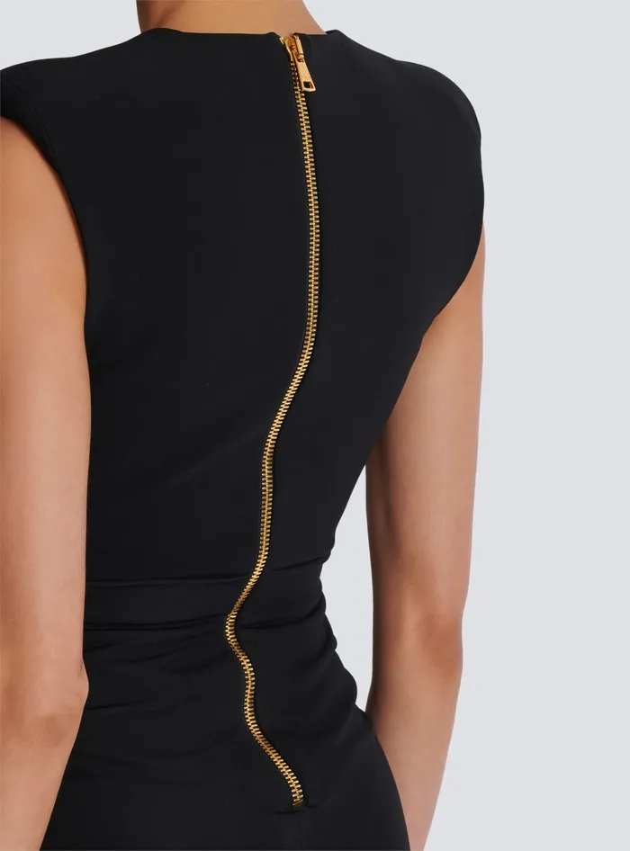 Balmain Long Tailored Crepe Dress Black Women Dresses