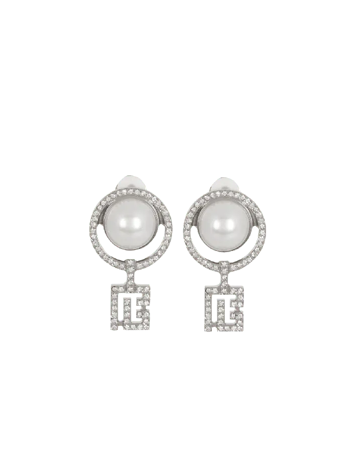Balmain Pearl Earrings With Art Deco Rhinestones Silver Women Fashion Jewelry Balmain Pearl Earrings With Art Deco Rhinestones Silver Women Fashion Jewelry