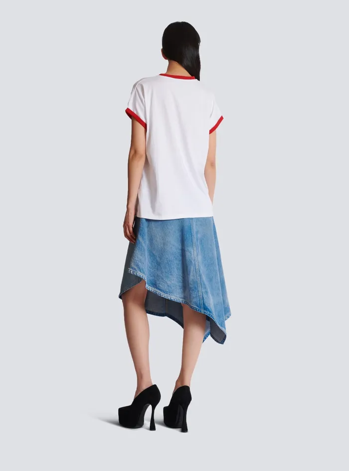 Balmain Twotone Tshirt With Strawberry Print White Women TShirts