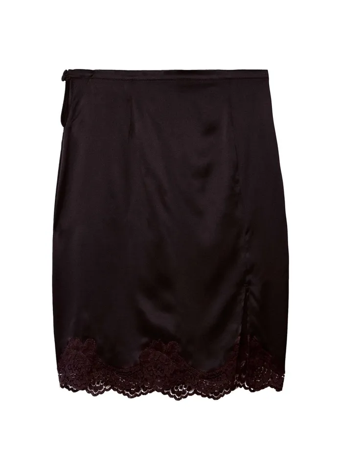 Fleur Du Mal Shorts and Skirts Women James Lace Slip Skirt Black Fleur Du Mal Shorts and Skirts Women James Lace Slip Skirt Black