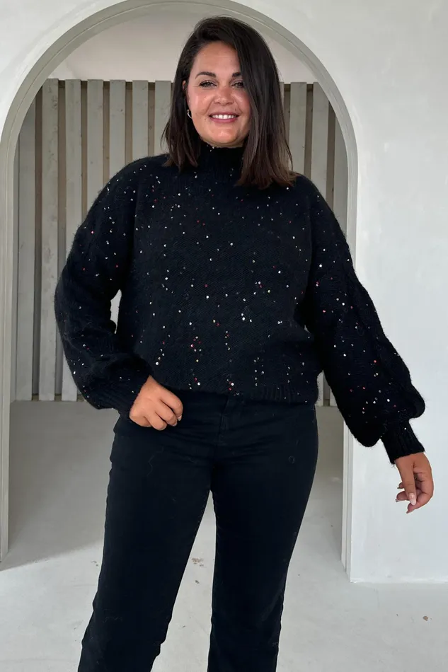 Girl In Mind Knitwear Sonya Black Speckled Sequin Knit Jumper 8211 Women Girl In Mind Knitwear Sonya Black Speckled Sequin Knit Jumper 8211 Women