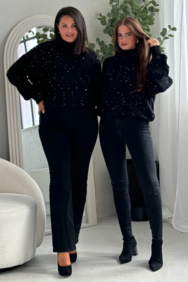 Girl In Mind Knitwear Sonya Black Speckled Sequin Knit Jumper 8211 Women Girl In Mind Knitwear Sonya Black Speckled Sequin Knit Jumper 8211 Women