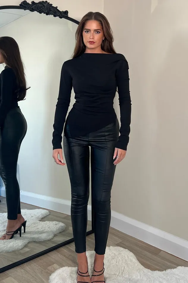 Girl In Mind Tops and Bodysuits Lowen Asymmetric Neckline Long Sleeve Top Black 8211 Women Girl In Mind Tops and Bodysuits Lowen Asymmetric Neckline Long Sleeve Top Black 8211 Women