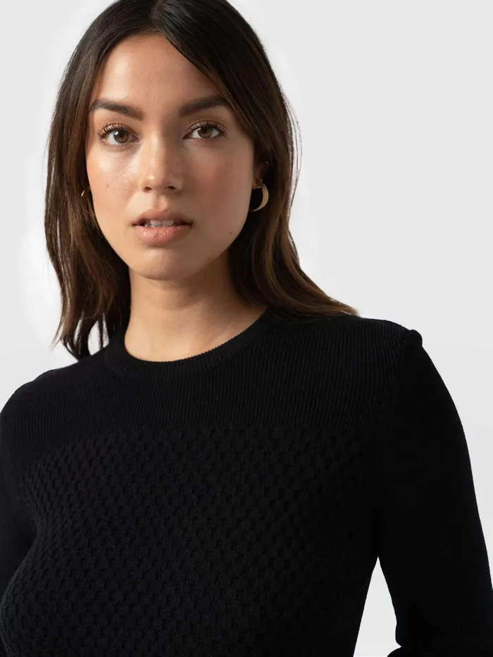 Honeycomb Rib Sweater 8211 Black Black Women Saint And Sofia Casual Tops