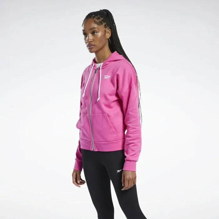 Hoodies and Sweatshirts Womens Reebok Training Essentials FullZip Hoodie Proud Pink