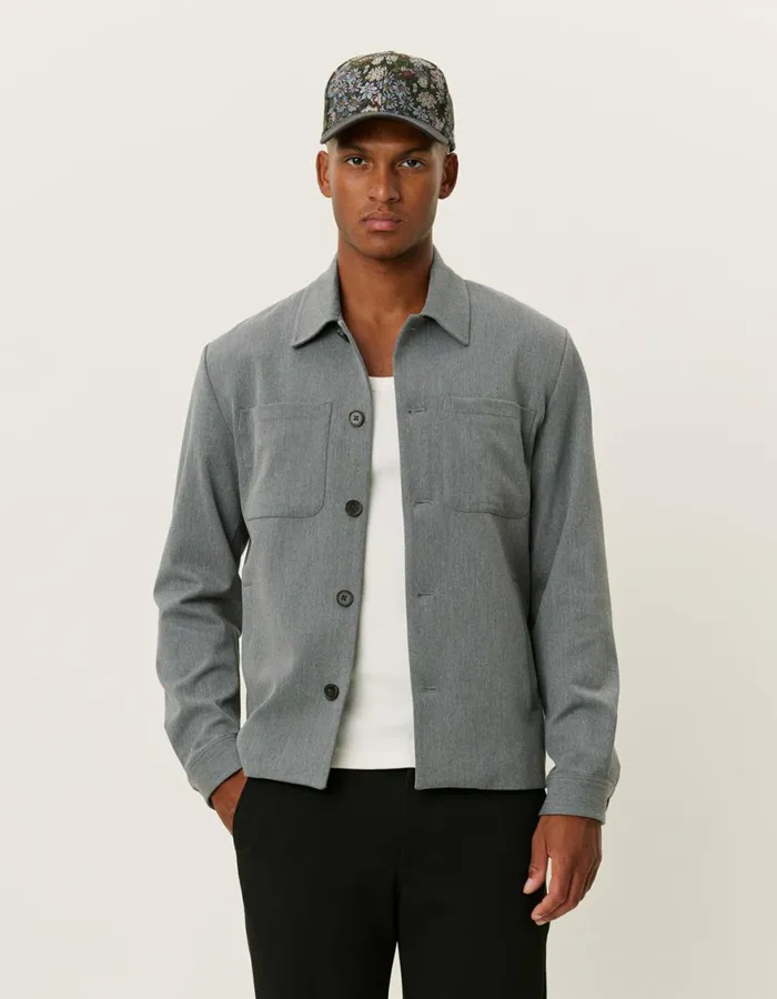 JacketsCoats Men Les Deux Marseille Hybrid Jacket 8211 Grey Melange