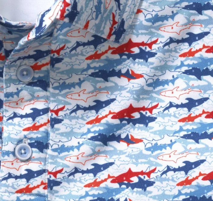 JohnstonandMurphy Polos and Tees Xc4 Performance Polo Bluered Shark 8211 Men