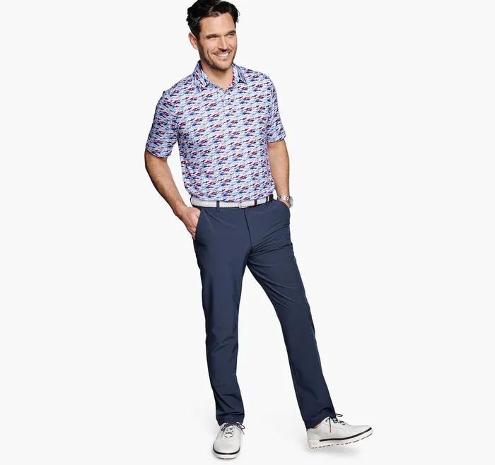 JohnstonandMurphy Polos and Tees Xc4 Performance Polo Bluered Shark 8211 Men