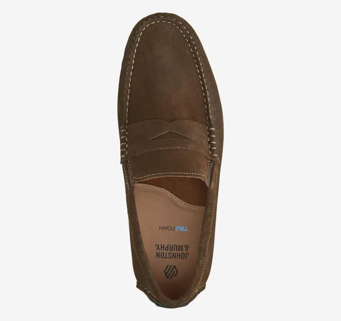 JohnstonandMurphy SlipOns and Loafers Cort 20 Penny Dark Brown Waxed English Suede 8211 Men