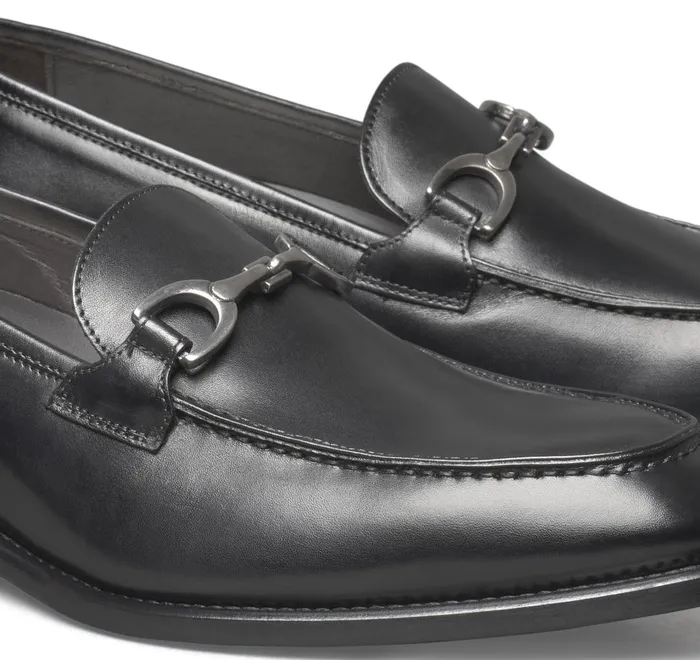 JohnstonandMurphy SlipOns and Loafers Ellsworth Bit Loafer Black Italian Calfskin 8211 Men