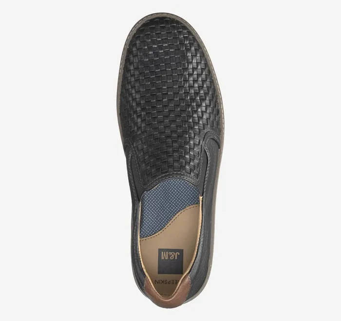 JohnstonandMurphy SlipOns and Loafers Mcguffey Woven SlipOn Black Full Grain Leather 8211 Men