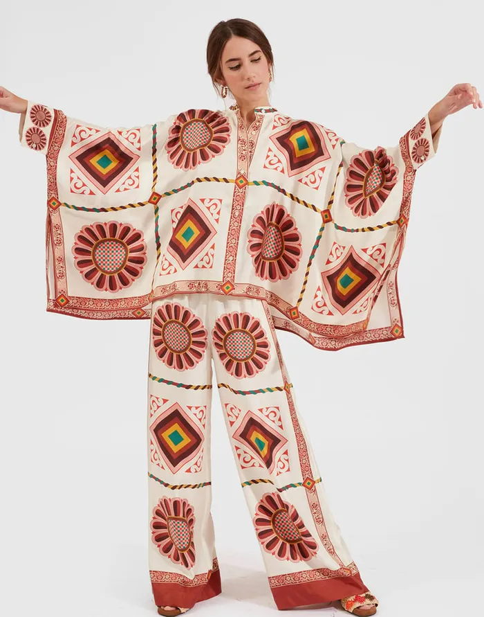 La Doublej Foulard Shirt Macro Tiles Place In Twill Silk Women Party Dressing