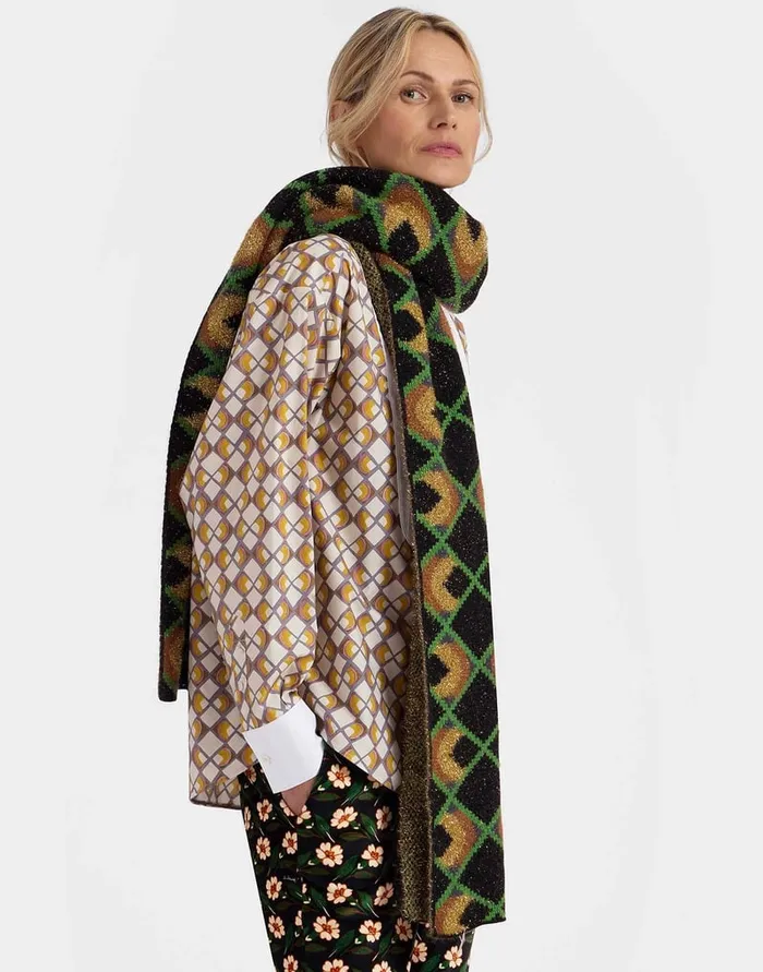 La Doublej HalfLight Scarf HalfLight Black In Jacquard Women Foulards and Scarves