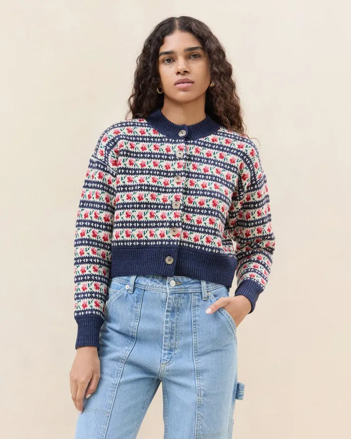 Loeffler Randall Idris Blue Jean Floral Cardigan L Sweaters and Knits L Apparel Women Knitwear Loeffler Randall Idris Blue Jean Floral Cardigan L Sweaters and Knits L Apparel Women Knitwear