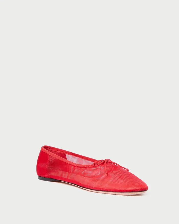 Loeffler Randall Landon Mesh Red Ballet Flat Women Flats and Loafers