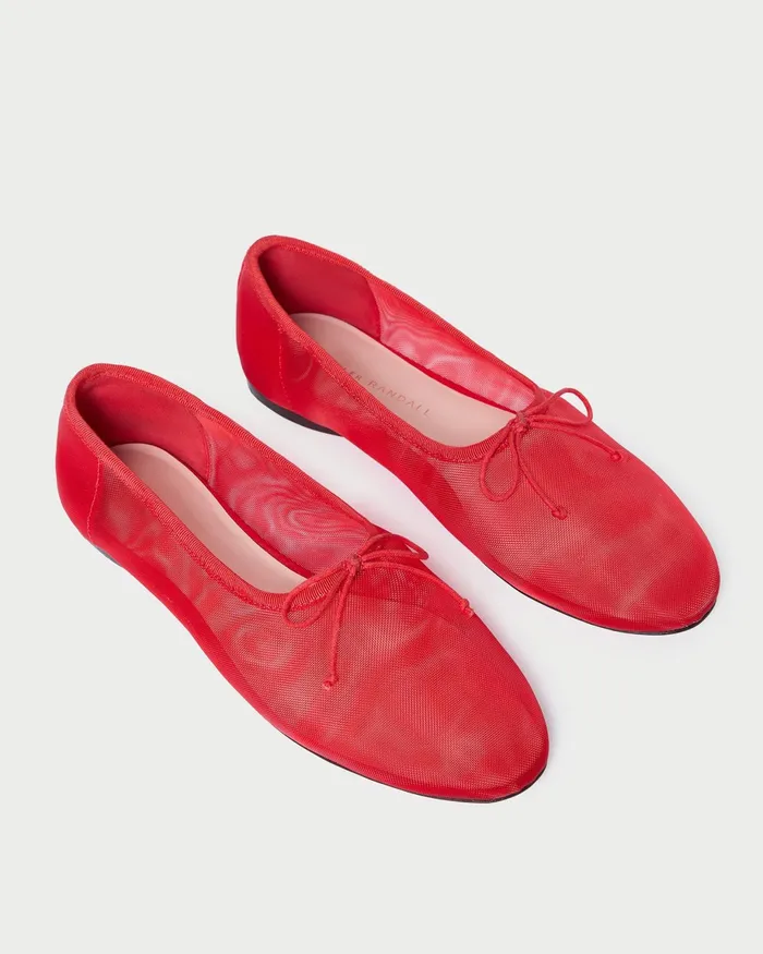 Loeffler Randall Landon Mesh Red Ballet Flat Women Flats and Loafers