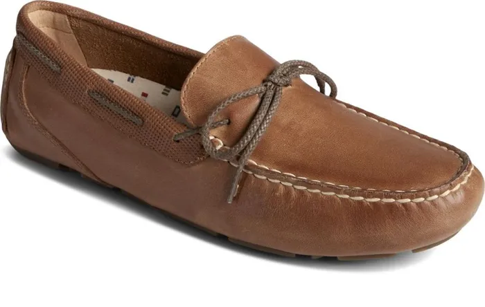 Men Davenport Deboss Leather 1Eye Driver Tan Sperry Boots