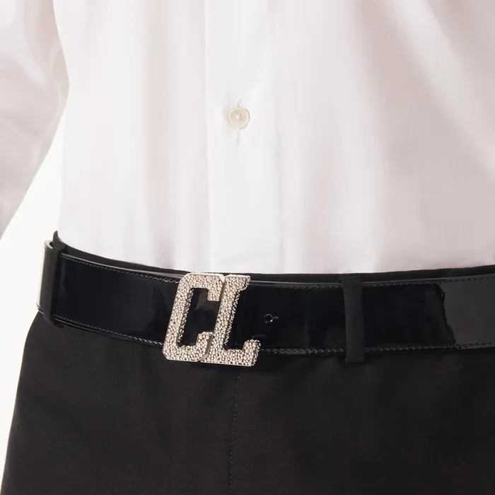 Men Happy Rui CL Logo Belt Buckle Belt Buckle 8211 Metal And Strass 8211 Silver Silver Christian Louboutin Belts