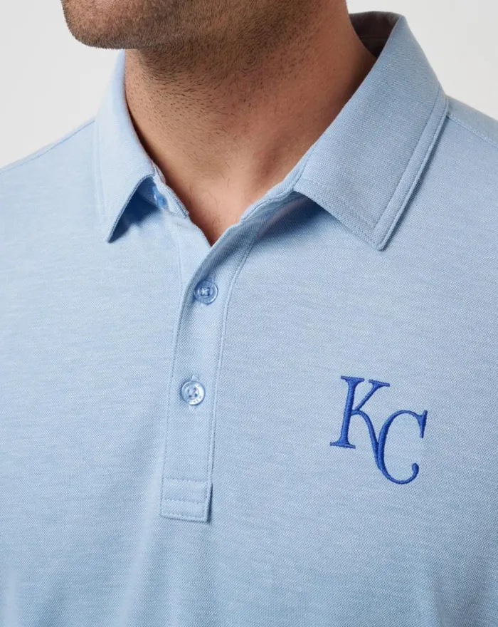 Men KANSAS CITY ROYALS PLAYOFF PITCH POLO Heather Blue TravisMathew Polos