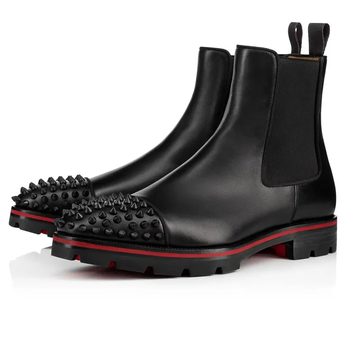 Men Melon Spikes Boots 8211 Calf Leather 8211 Black Black Christian Louboutin Ankle Boots
