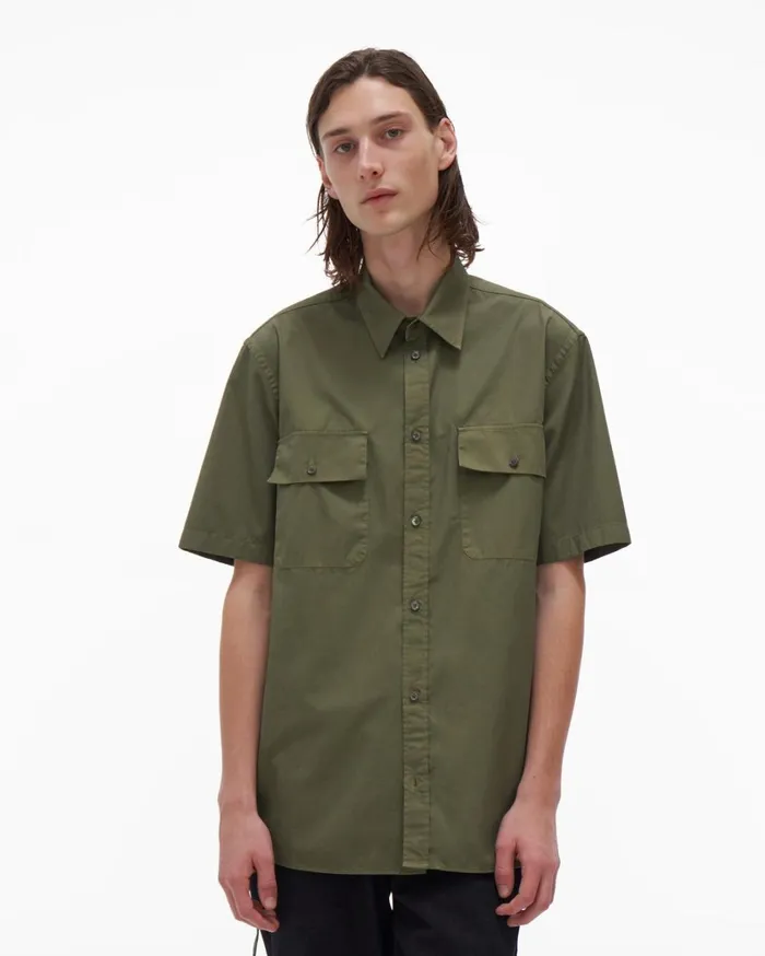 Men Oversized Twill Shirt Burnt Olive Helmut Lang Shirts