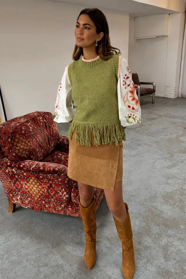 Never Fully Dressed Knitwear Olive Knit Tank Top 8211 Women