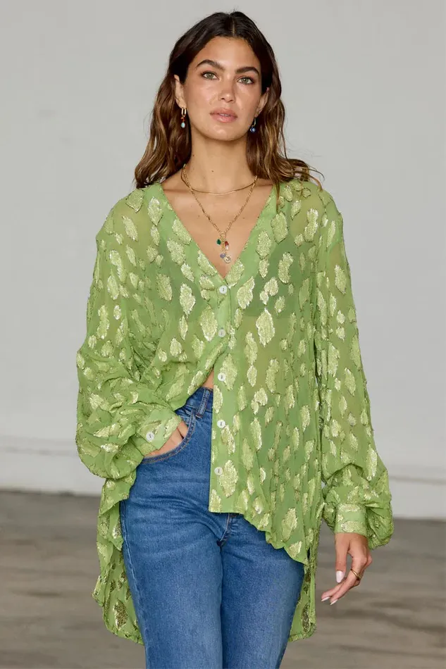 Never Fully Dressed Shirts Green Jacquard Miley Shirt 8211 Women