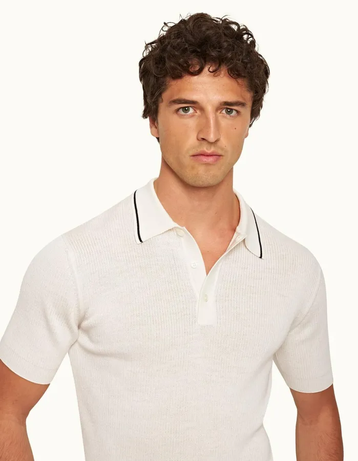 Orlebar Brown Polo Shirts Men Maranon Merino White Sand