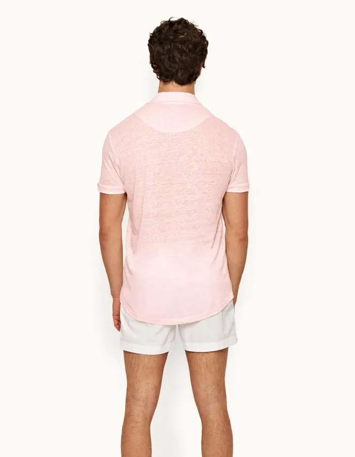 Orlebar Brown Polo Shirts Men Sebastian Linen Rose
